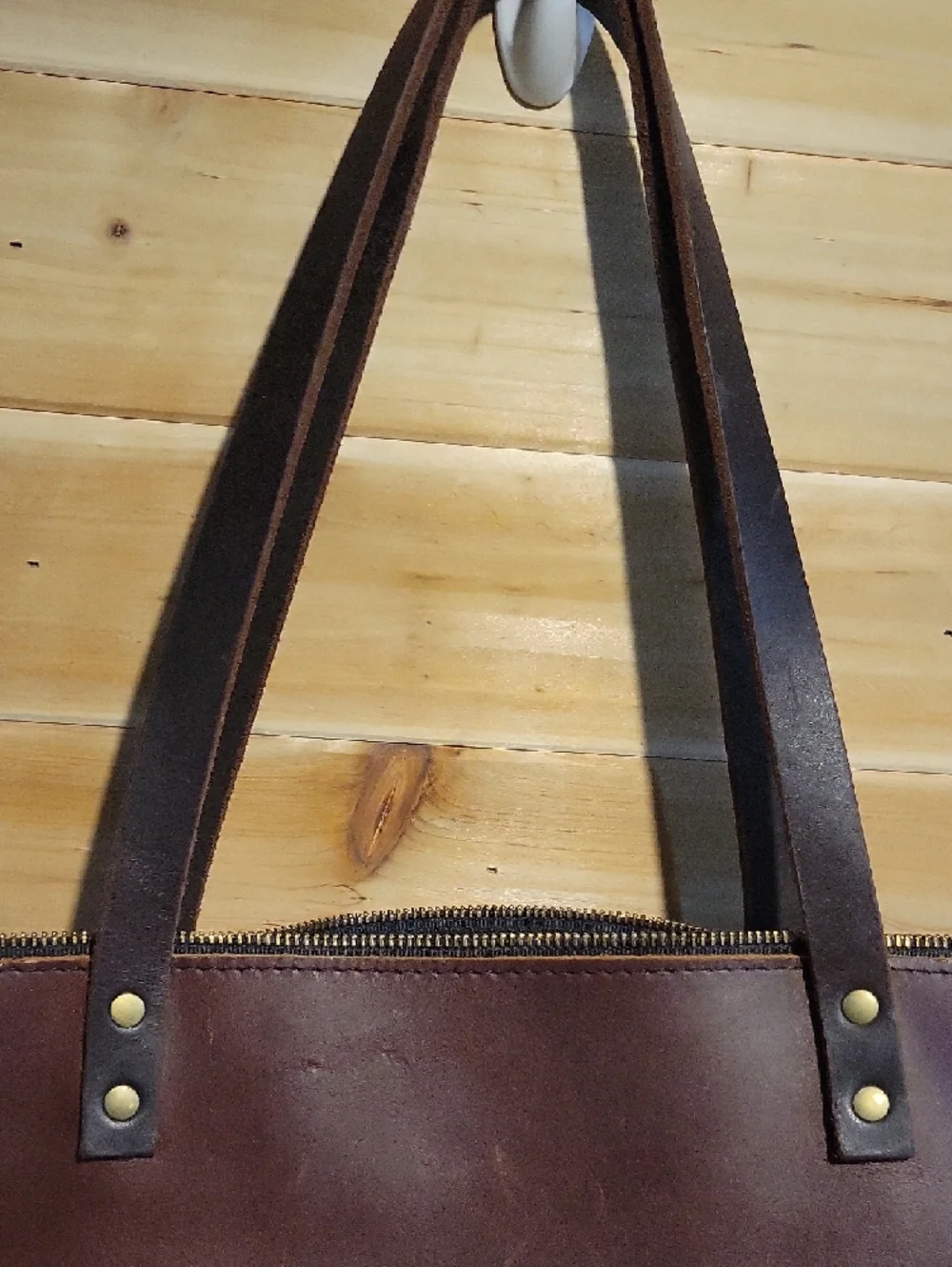 Portland Leather Dark Brown Tote with Front Pocket - Picture 5 of 11